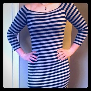 Bailey/44 black and grey striped dress